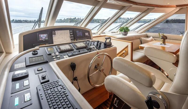 inside of a car aboard SPILL POINT Yacht for Sale