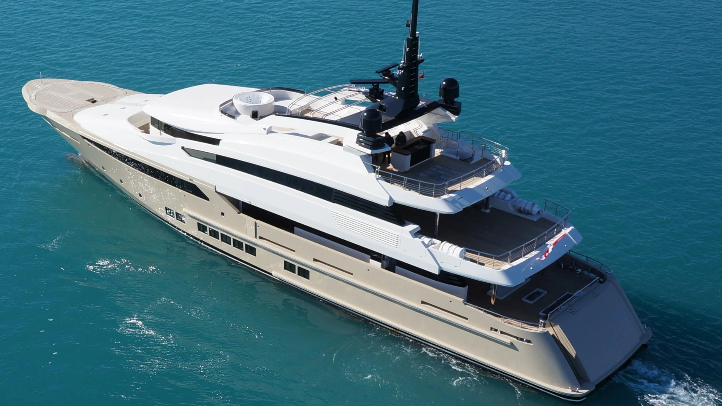 a ship on the water aboard NAVIS ONE Yacht for Charter