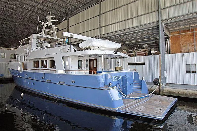 a boat in a warehouse aboard BELLE ISLE SEA Yacht for Sale