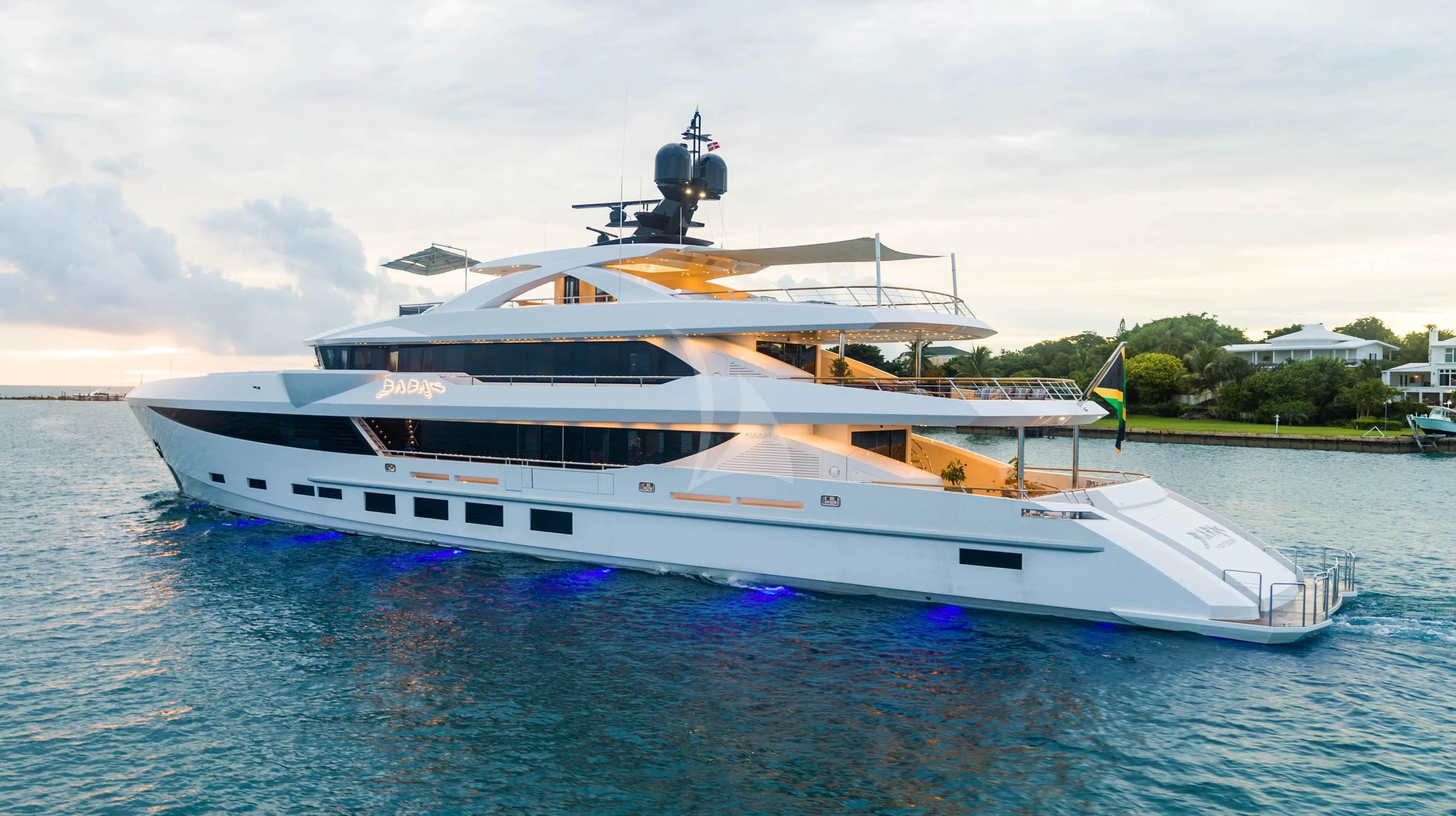 a large white yacht aboard BABA'S Yacht for Sale