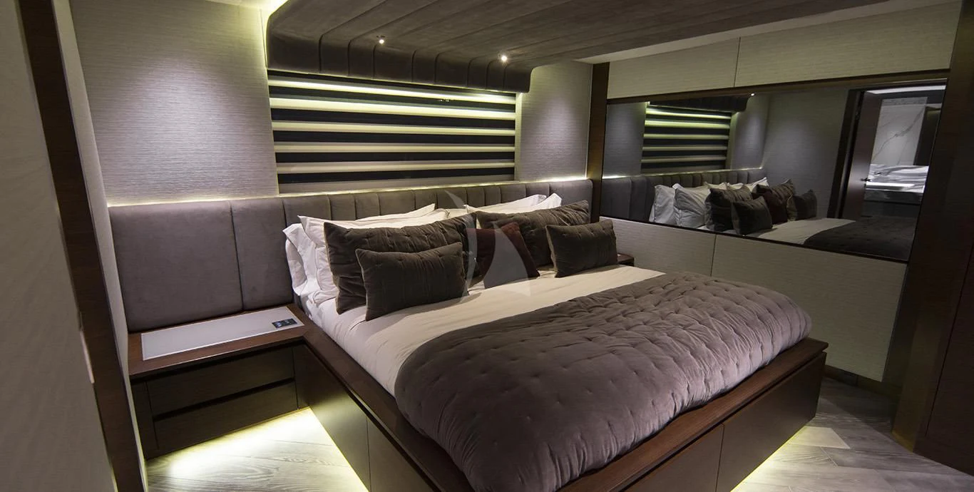 a room with two beds aboard BABA'S Yacht for Sale