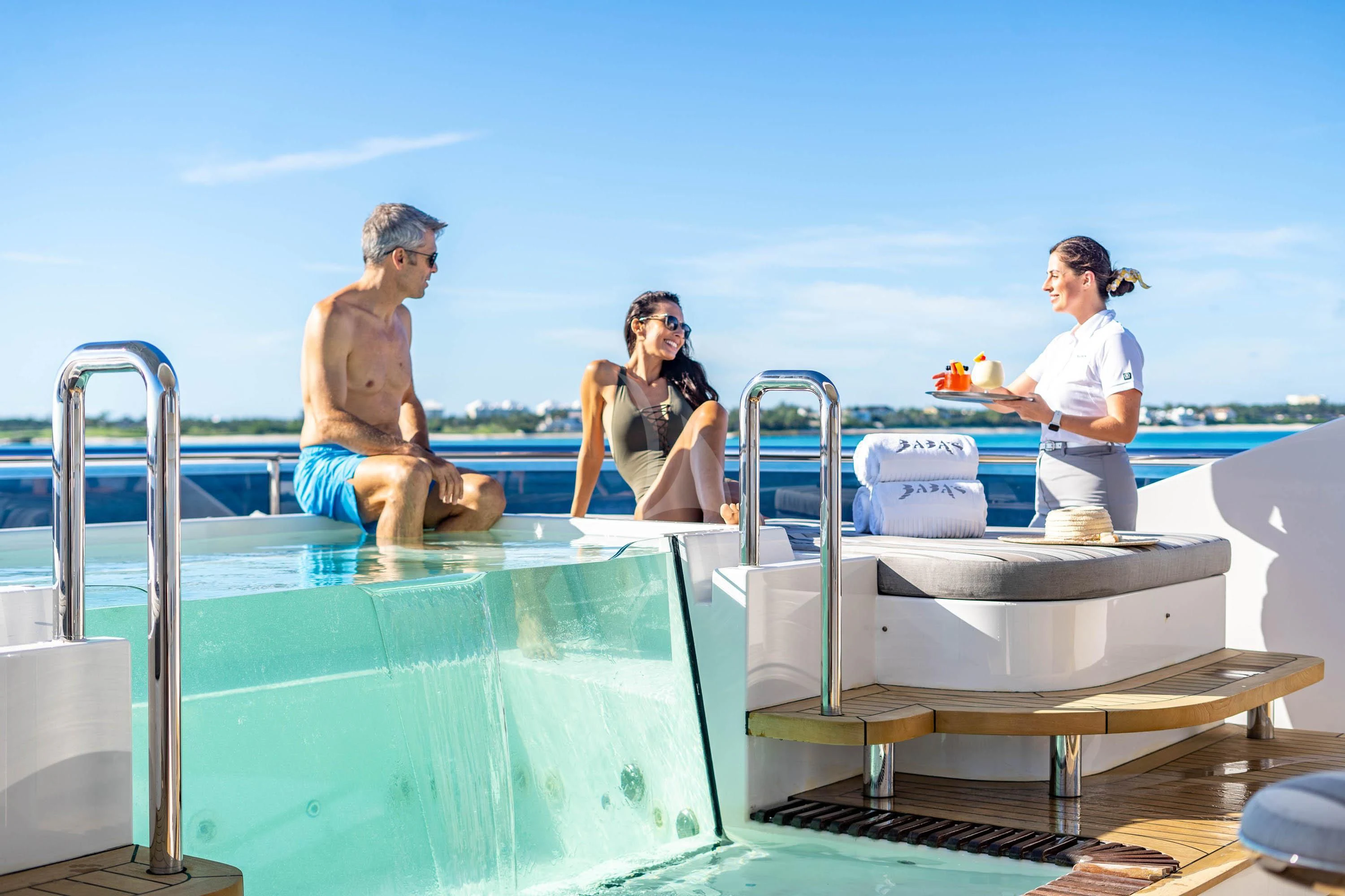 a group of people on a boat aboard BABA'S Yacht for Sale