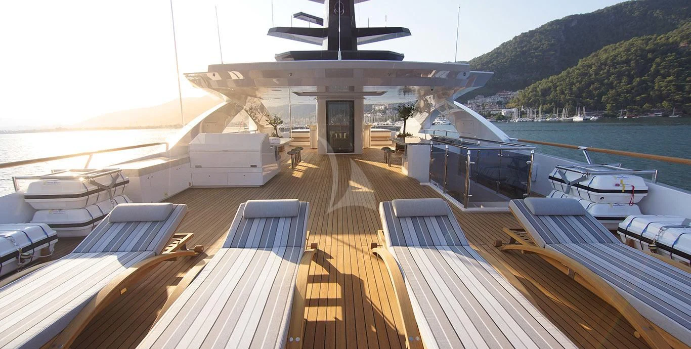 a deck of a ship aboard BABA'S Yacht for Sale
