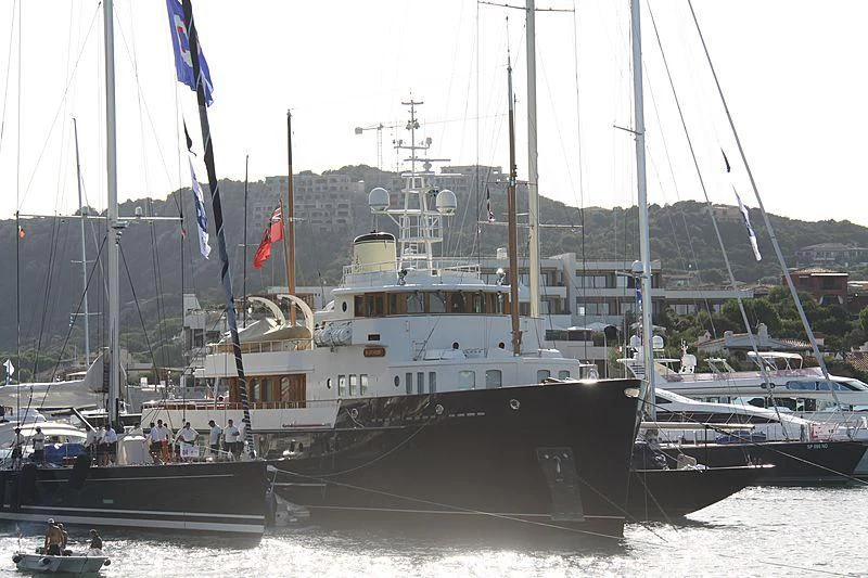 a large boat in the water aboard BYSTANDER Yacht for Sale