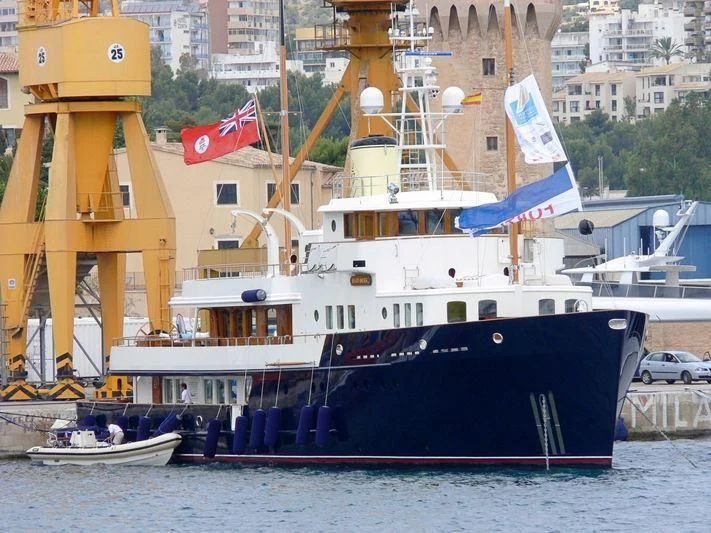 a large boat in the water aboard BYSTANDER Yacht for Sale