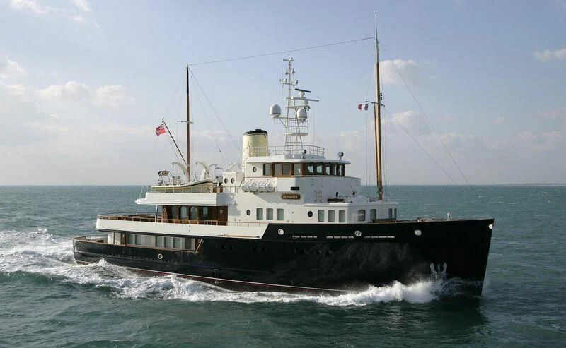 a ship sailing on the sea aboard BYSTANDER Yacht for Sale