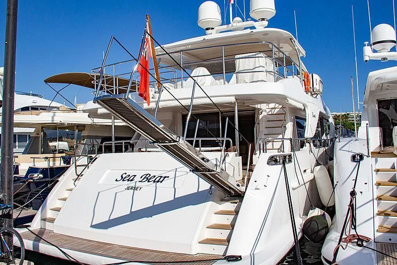 a boat docked at a pier aboard SEA BEAR Yacht for Sale
