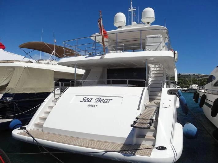 a boat docked at a pier aboard SEA BEAR Yacht for Sale