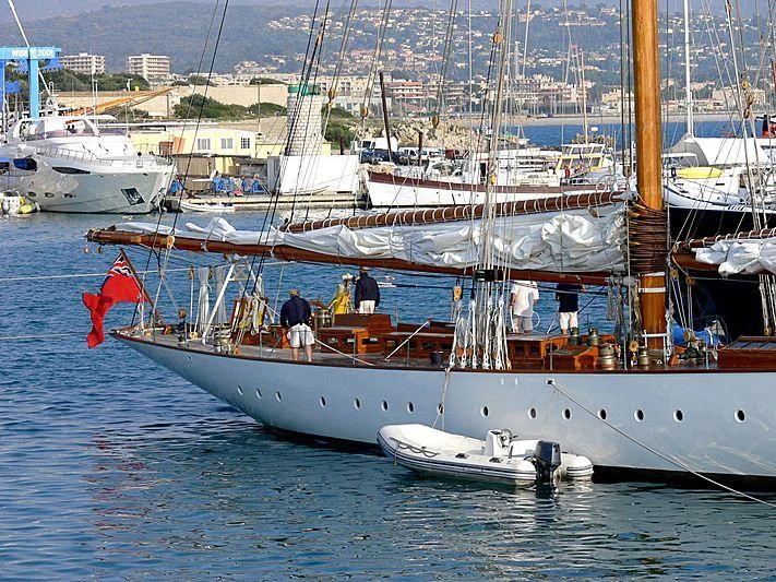 a group of boats are parked in a harbor aboard ELEONORA E Yacht for Sale