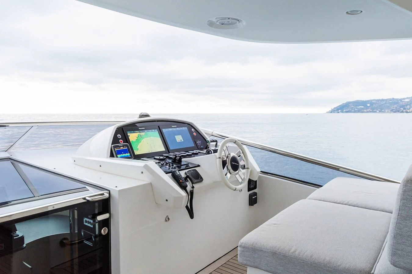 a car driving on a road aboard SOLSTICE Yacht for Sale