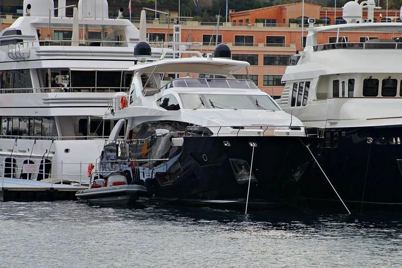a group of boats on the water aboard SOLSTICE Yacht for Sale