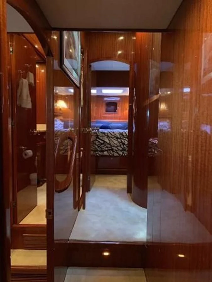 a door with a mirror aboard TAKEN TIME II Yacht for Sale