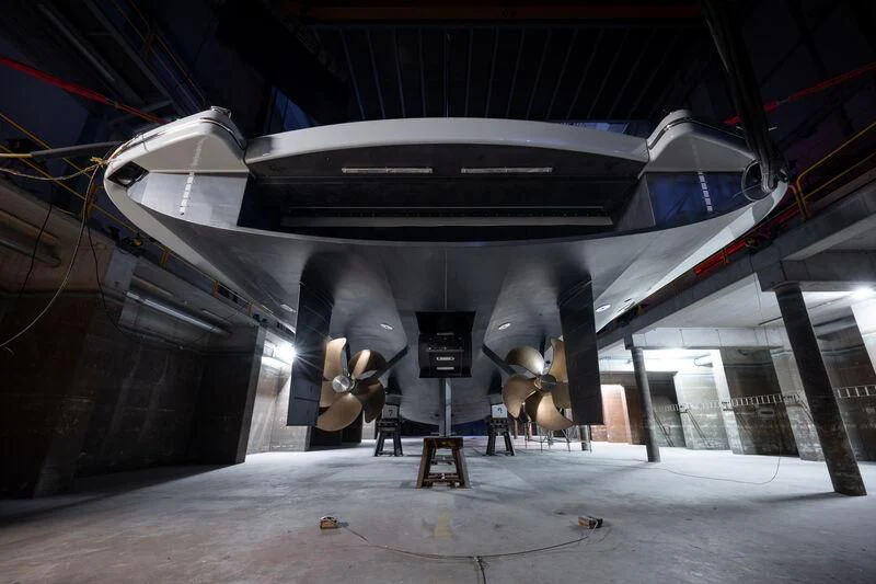 a space shuttle in a hangar aboard CINDERELLA NOEL IV Yacht for Sale