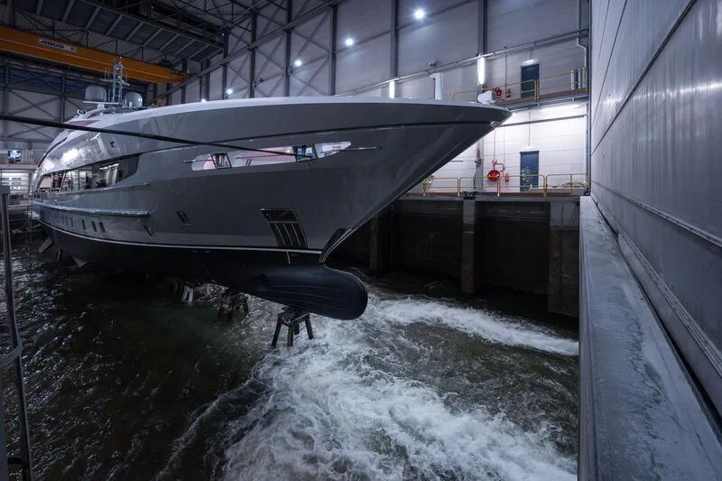 a jet in a warehouse aboard CINDERELLA NOEL IV Yacht for Sale