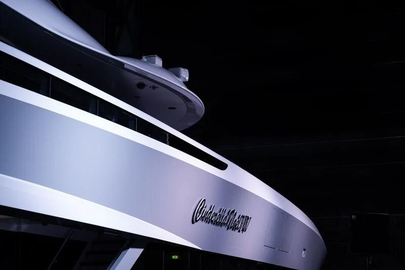 a white rocket on a platform aboard CINDERELLA NOEL IV Yacht for Sale