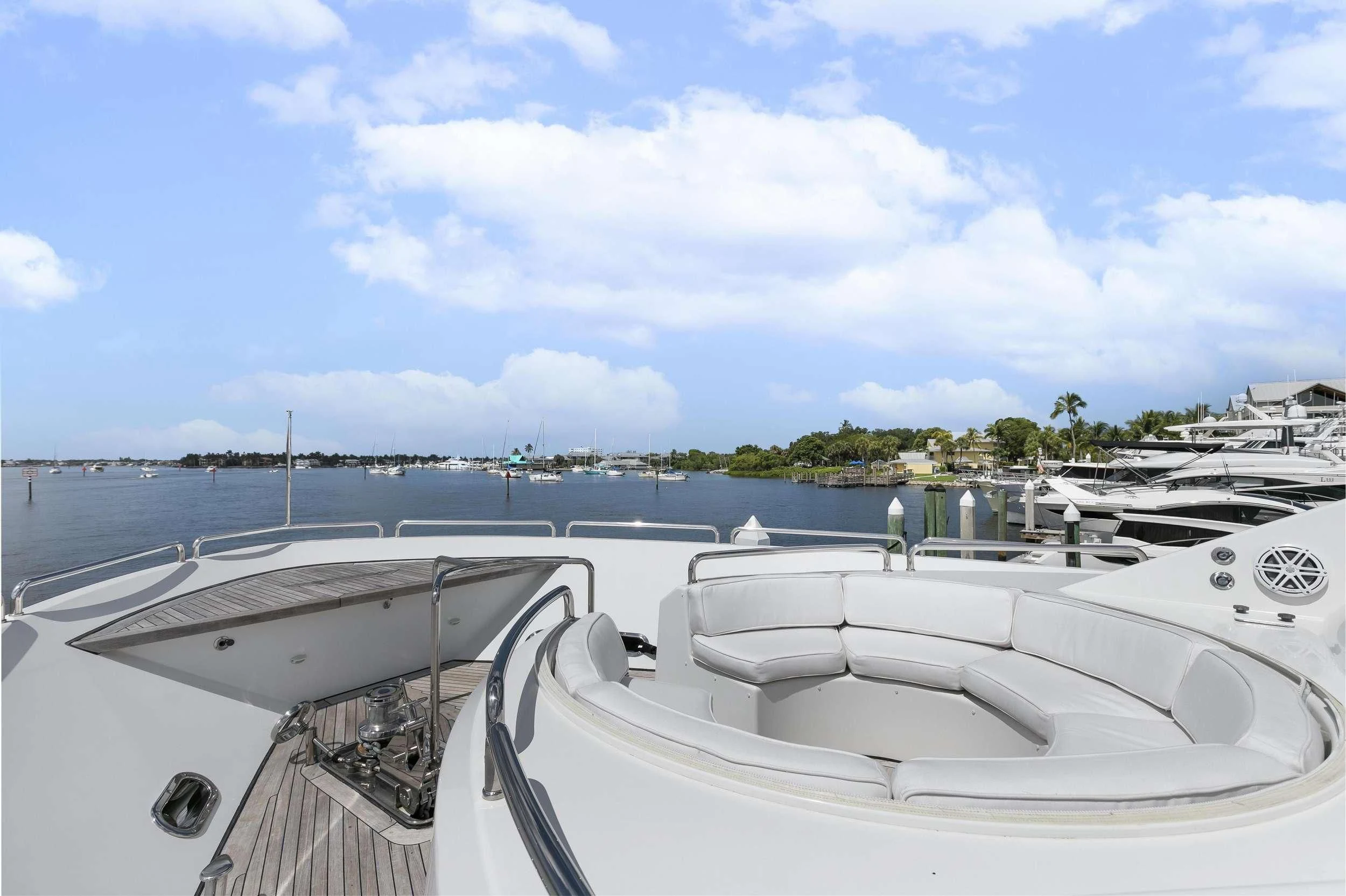 a boat with a person standing on the deck aboard EDEN Yacht for Sale