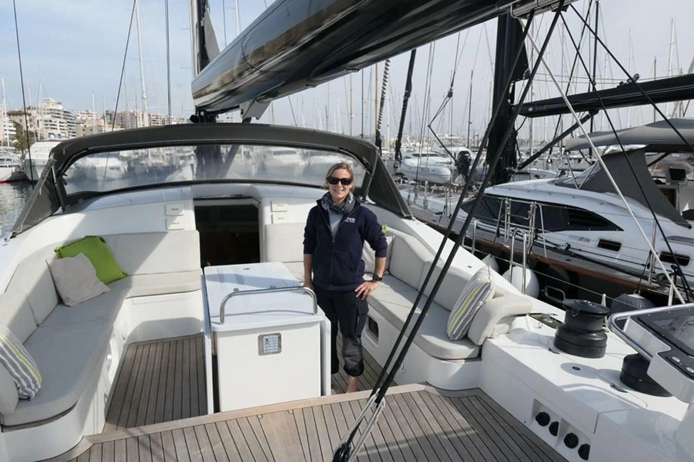 a person standing on a boat aboard LA LUNA Yacht for Sale