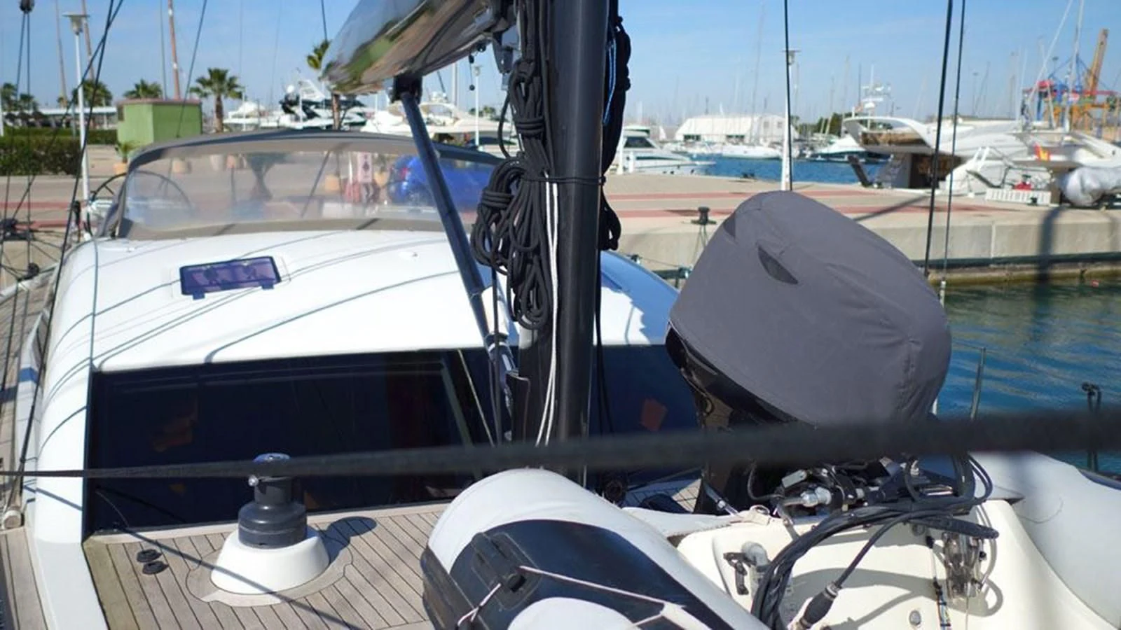 a boat with a steering wheel aboard LA LUNA Yacht for Sale
