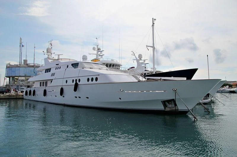 a large white boat in the water aboard CAROLINE SEA II Yacht for Sale