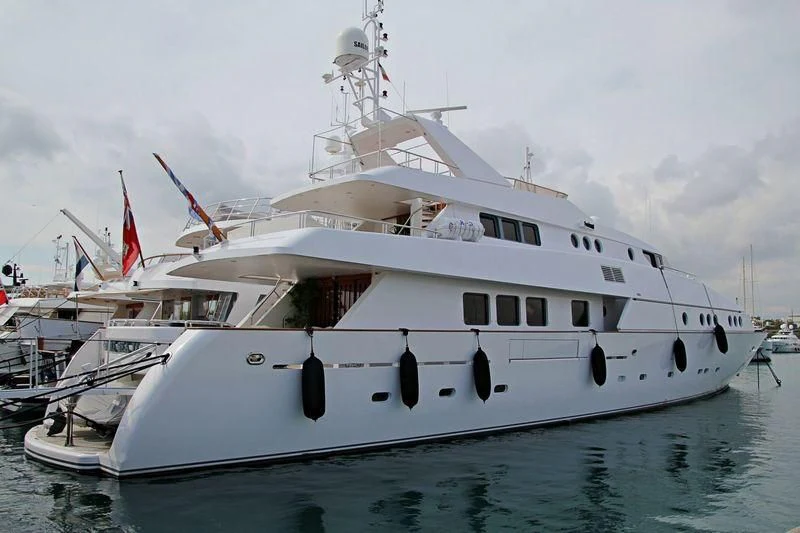 a large white boat in the water aboard CAROLINE SEA II Yacht for Sale