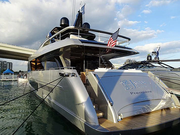 a boat docked at a pier aboard IRON GRYPHON Yacht for Sale