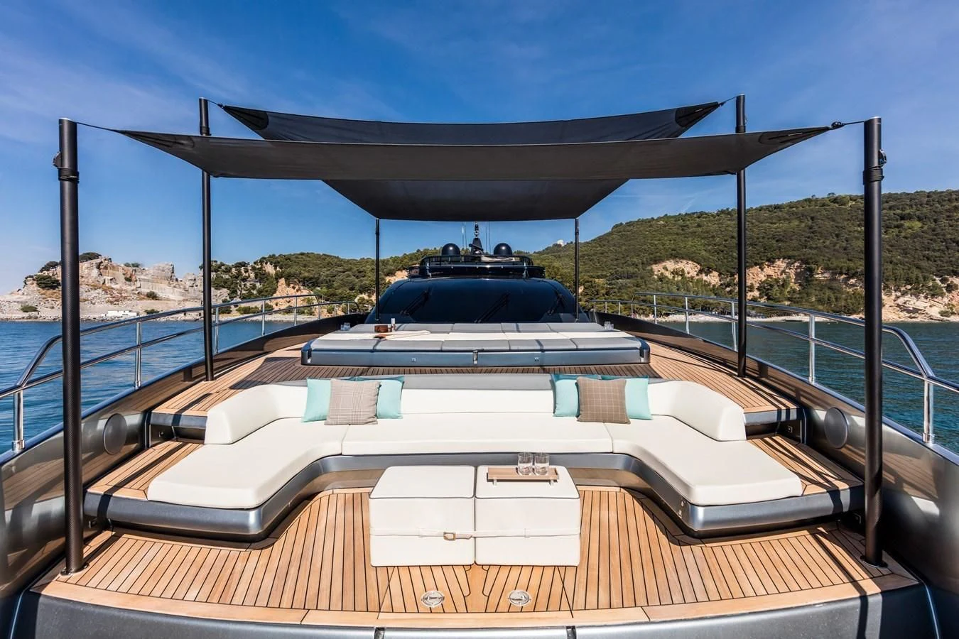 a boat on a deck aboard IRON GRYPHON Yacht for Sale