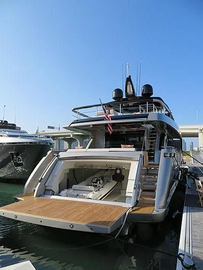 a boat docked at a pier aboard IRON GRYPHON Yacht for Sale