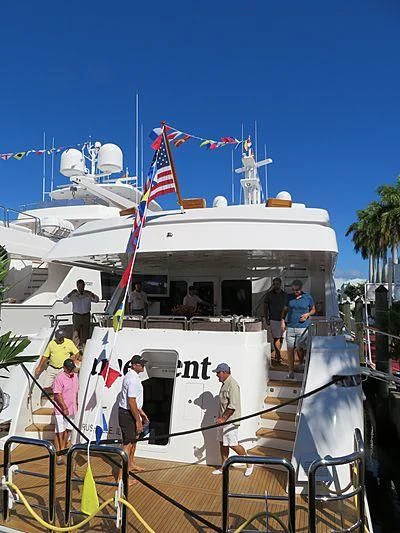 a boat with flags on it aboard CAMILLE Yacht for Sale