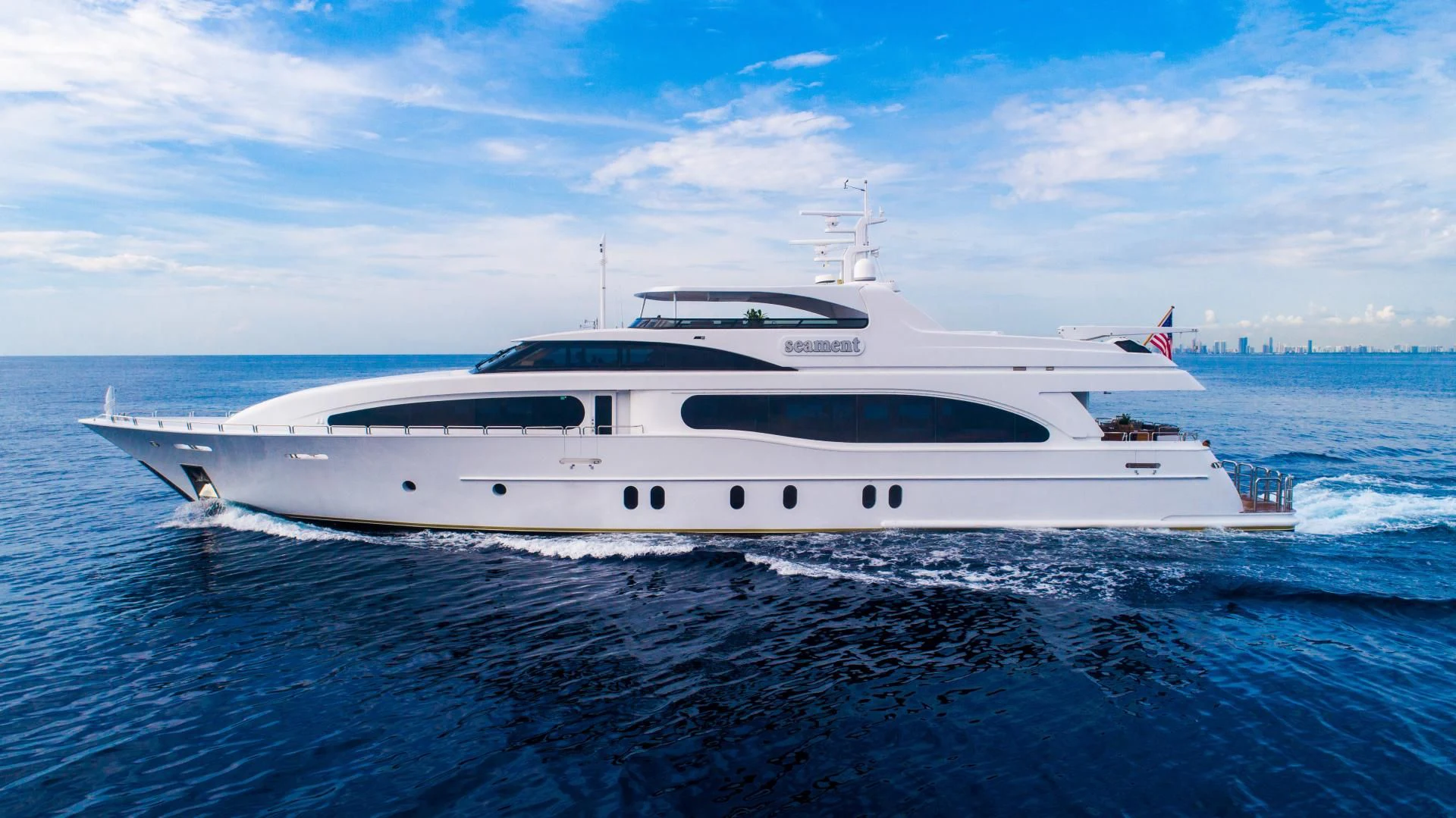 a white yacht in the water aboard CAMILLE Yacht for Sale