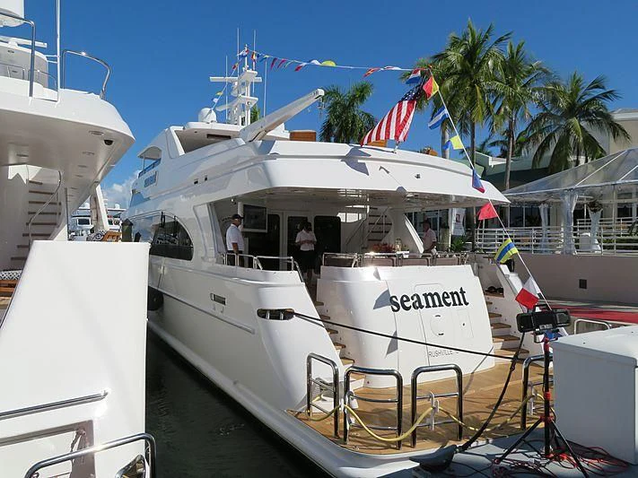 a boat with flags on it aboard CAMILLE Yacht for Sale