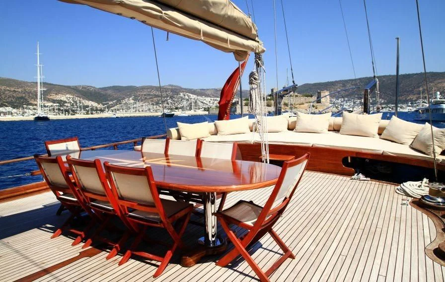 a boat on the water aboard ESTRELLA DE MAR Yacht for Sale