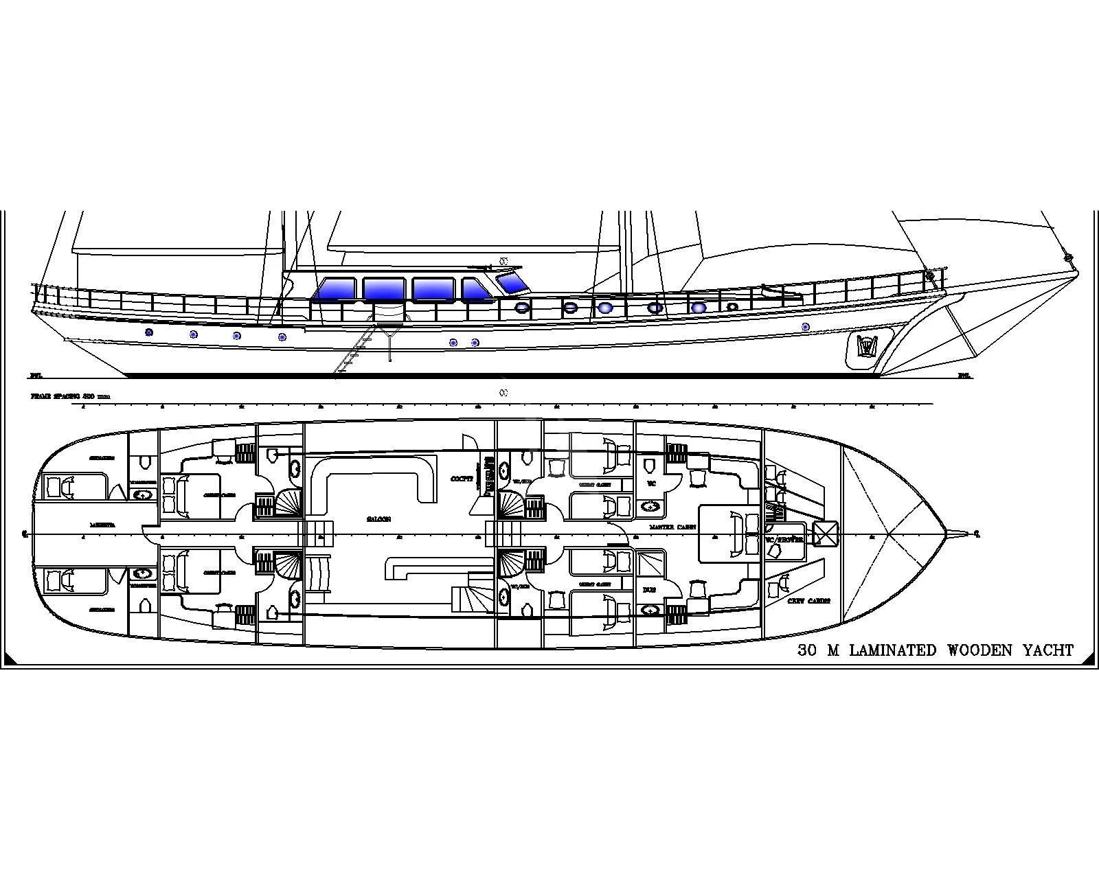 diagram, engineering drawing aboard ESTRELLA DE MAR Yacht for Sale