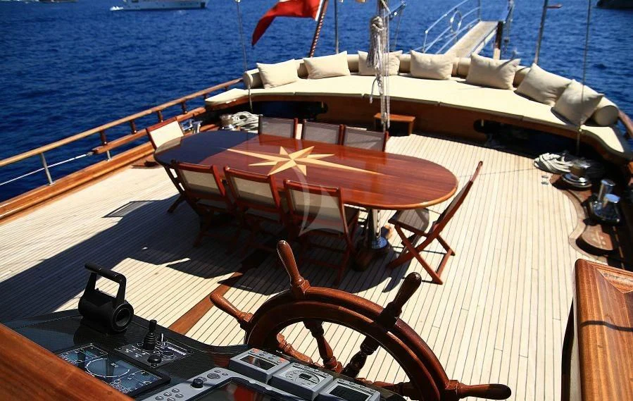 a boat on the water aboard ESTRELLA DE MAR Yacht for Sale