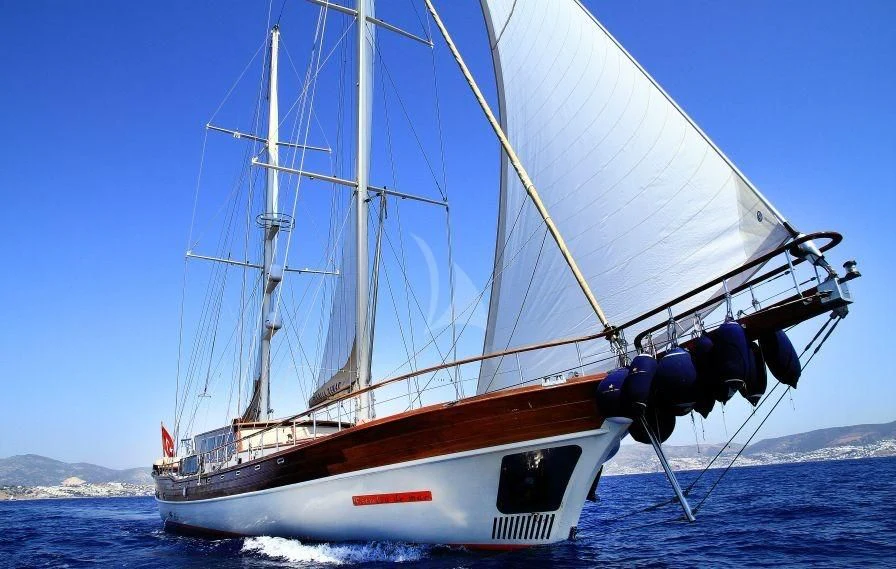 a boat in the water aboard ESTRELLA DE MAR Yacht for Sale