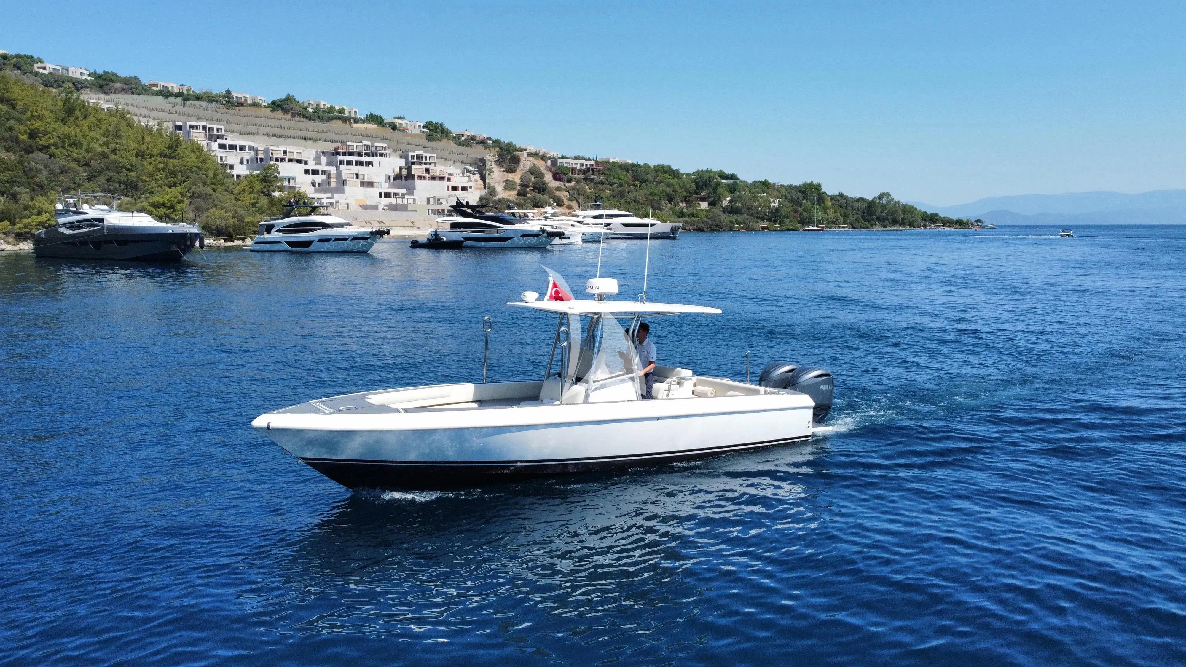 a boat in the water aboard LA BLANCA Yacht for Sale