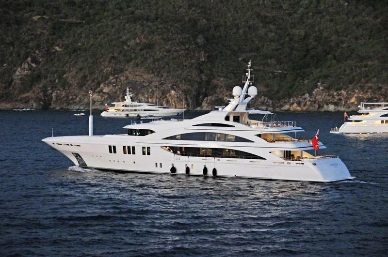 a white yacht in the water aboard LA BLANCA Yacht for Sale