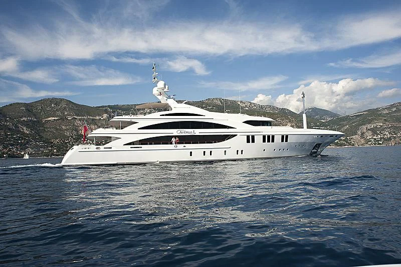 a white yacht in the water aboard LA BLANCA Yacht for Sale