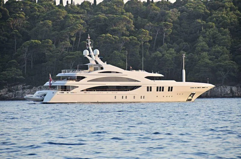 a boat in the water aboard LA BLANCA Yacht for Sale