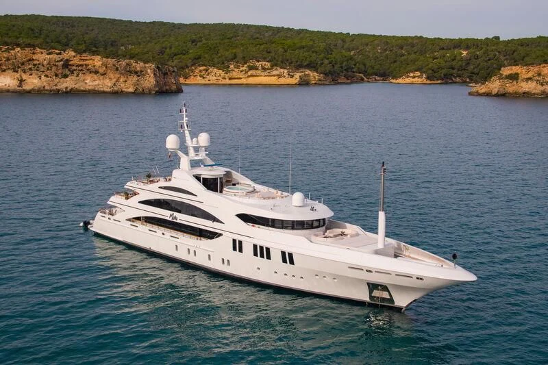 a white yacht in the water aboard LA BLANCA Yacht for Sale