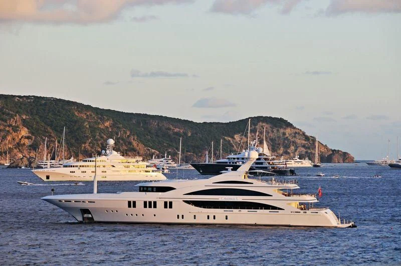 a boat in the water aboard LA BLANCA Yacht for Sale