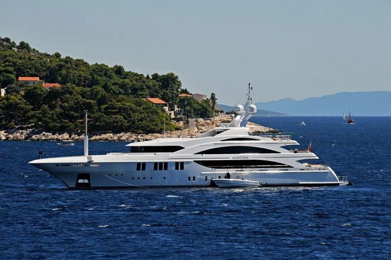 a boat on the water aboard LA BLANCA Yacht for Sale