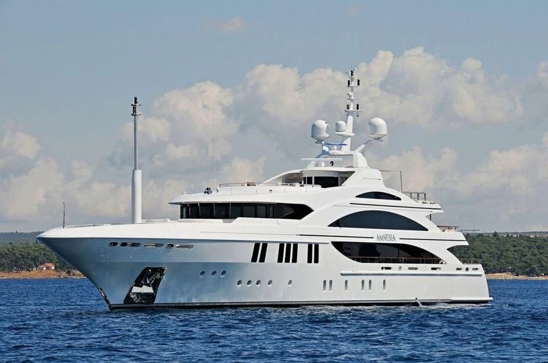 a large white boat aboard LA BLANCA Yacht for Sale
