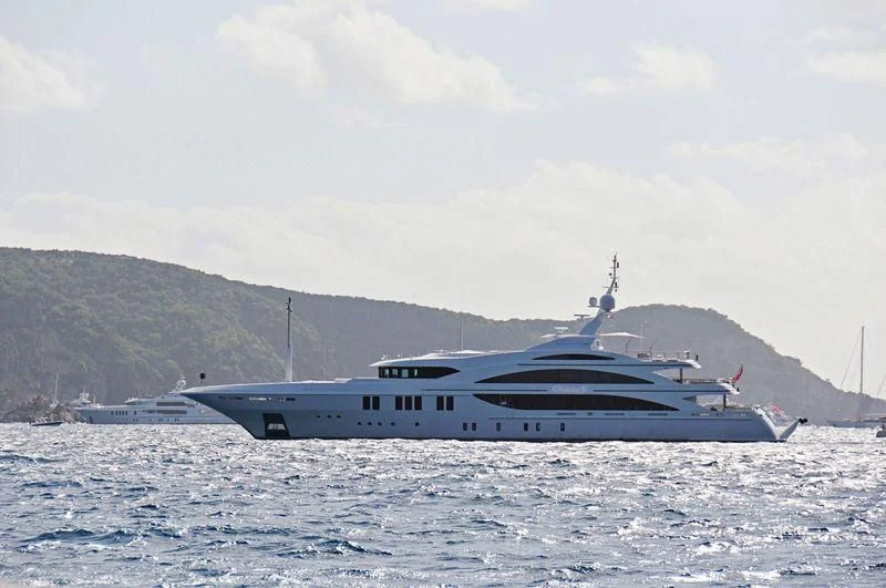 a boat in the water aboard LA BLANCA Yacht for Sale
