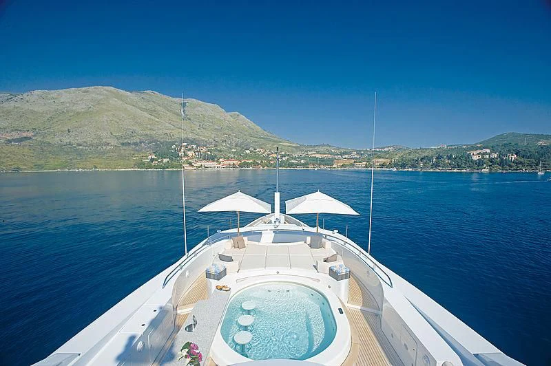 a boat on the water aboard LA BLANCA Yacht for Sale