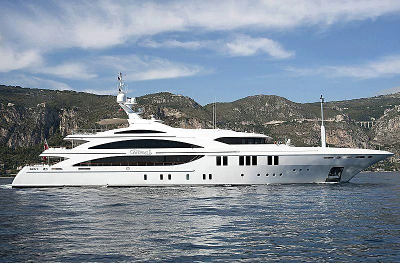 a white yacht in the water aboard LA BLANCA Yacht for Sale