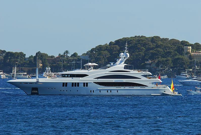a white yacht in the water aboard LA BLANCA Yacht for Sale