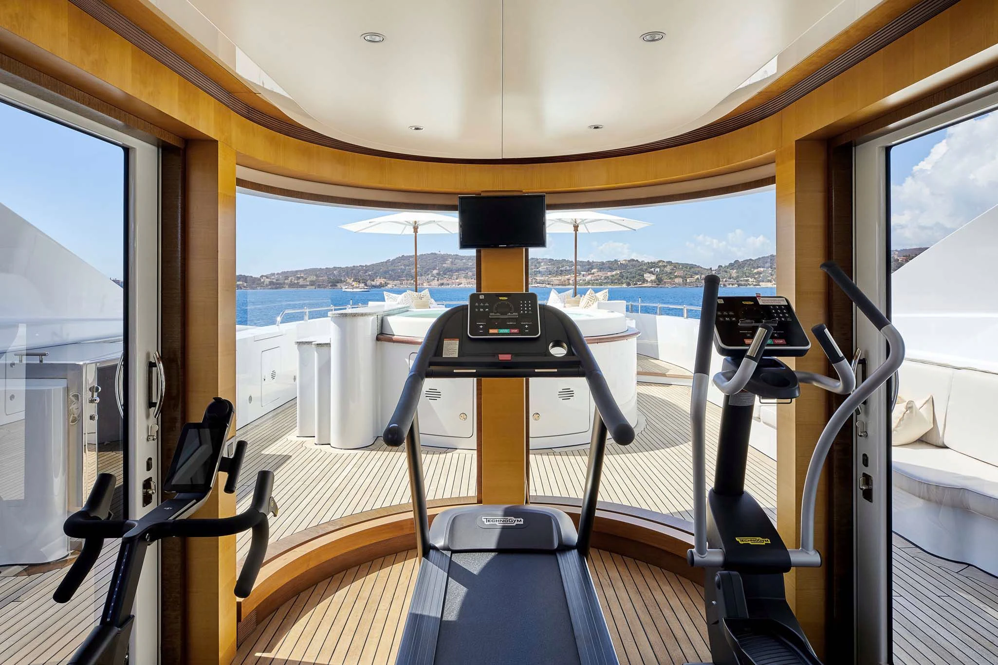 treadmill in a treadmill aboard LA BLANCA Yacht for Sale