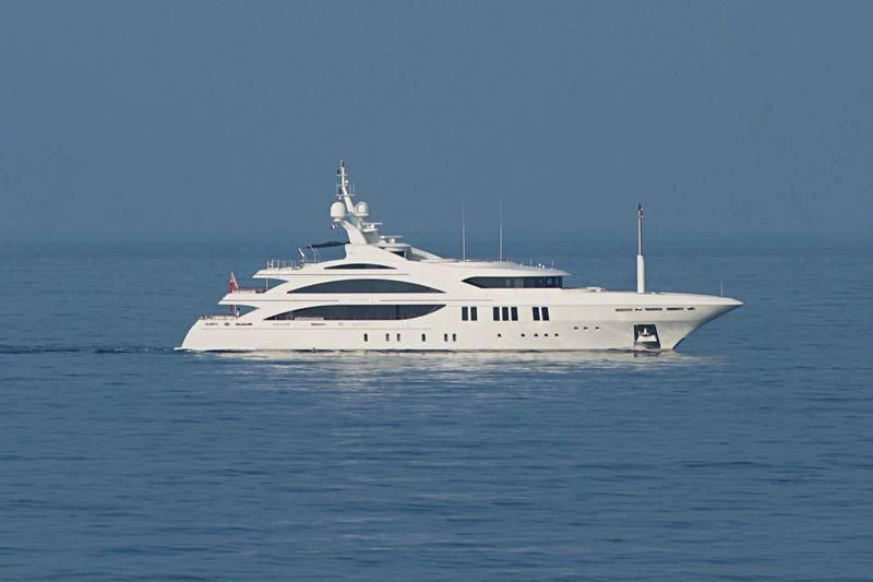 a white boat in the water aboard LA BLANCA Yacht for Sale