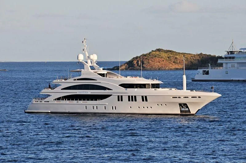 a white yacht in the water aboard LA BLANCA Yacht for Sale