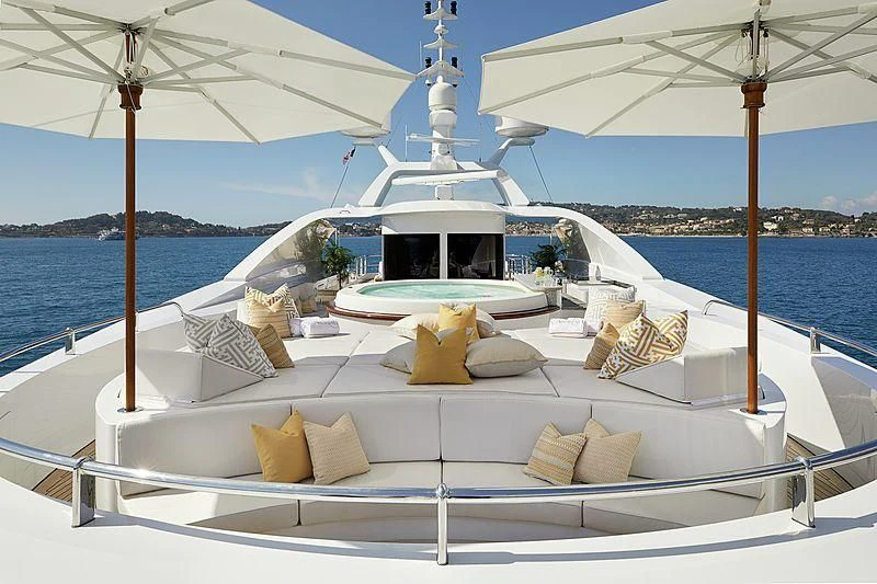 a lounge chair on a boat aboard LA BLANCA Yacht for Sale